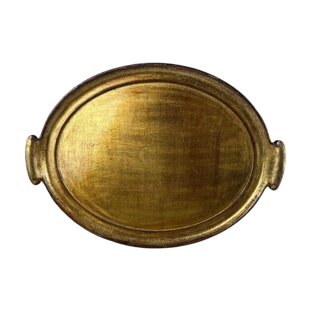 Vietri Gold Leaf Tray Serving Florentine Made Italy Handles Coffee Table Display